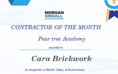 We’re thrilled to announce that Cara Brickwork has been awarded ‘Contractor of the Month’ for March at @morgansindallconstruction’s Pear Tree Academy, for the second consecutive month!